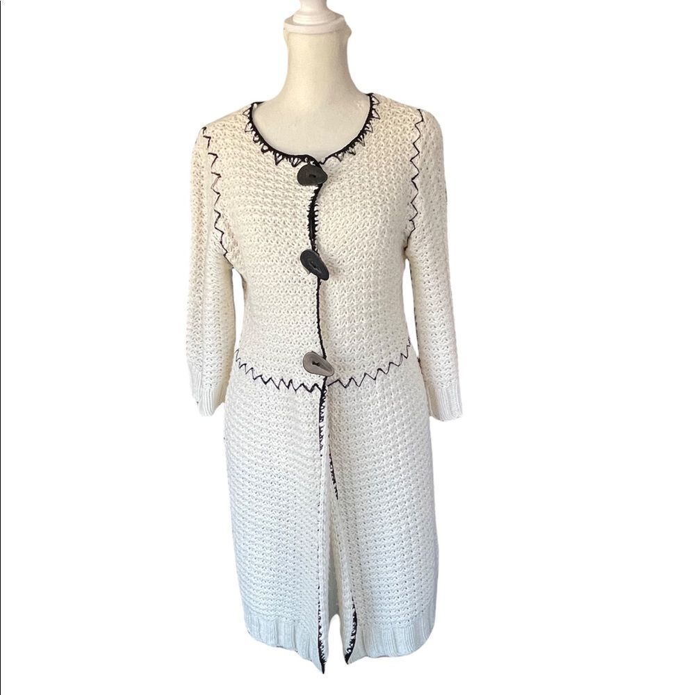 Curio (Anthropologie) long cardi sweater with accent stitching size medium EUC